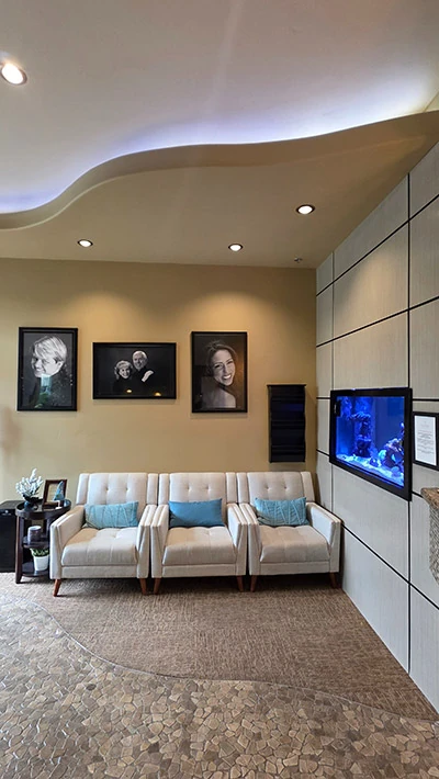 inside the waiting room of Nu Smile Roseville Dental